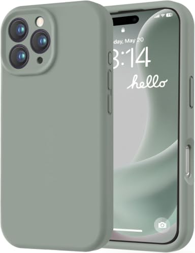 Image of LOVE 3000 Designed for iPhone 16 Pro Max Case, Premium Silicone with [Soft Anti-Scratch Microfiber Lining] Shockproof Protective Phone Case for Men Women Girls 6.9 inch, Calke Green