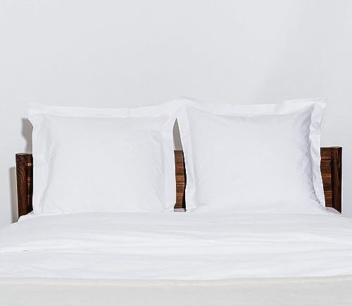 Euro Sham Covers 22x22 Set Of 2 White 600 Thread Count 100% Egyptian Cotton Pack Of 2 Euro 22x22 Pillow Cover Cushion Cover Cases Soft Skin Friendly European Size Decorative Square Pillow Shams - Thumbnail 4