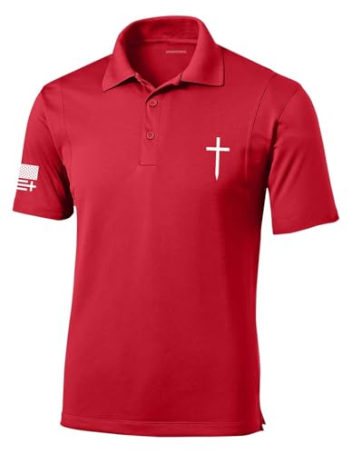 Trenz Shirt Company Mens Christian Polo Embroidered Cross Golf Polo