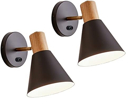 ClanKin Wall Sconces Lighting Fixture Set of 2,Black Rotateable Wall Mounted Bedside Wall lamp for Industrial Bedroom Bathroom, Sink Lighting for Bedroom Hallway Living Room (2Pack-Black)