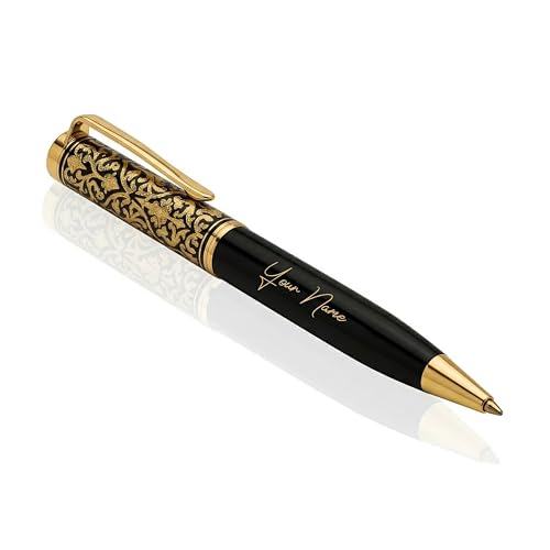 Image of Kajri Gifts Customized Pen With Name Luxury Ballpoint Customised Pen With Name Black And Gold Body Personalized Gift For Advocate, Doctors, CA, Corporate (Black Gold Royal)