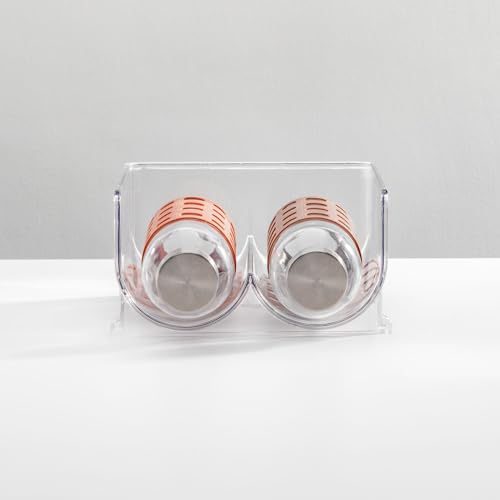 mDesign Plastic Stackable 2 Bottle Storage Holder Rack Organizer for Home, Kitchen Countertop, Cabinet, and Pantry - Holds Water Bottles, Perfect for Tumbler Cup - 4 Pack - Clear