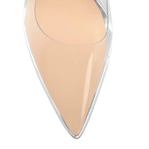 Yolkomo Silver Clear Heels for Women Pointed Toe Stiletto High Heels Pumps Classic Slip-On Clear PVC Transparent Fashion Party Prom Dress Basic Pumps Shoes Size 11