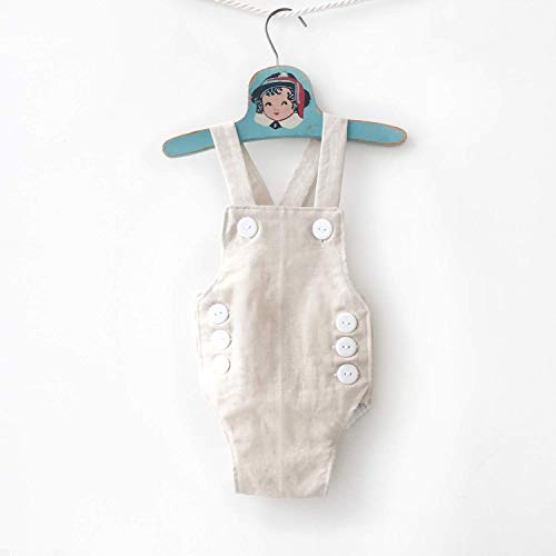 white linen baby romper