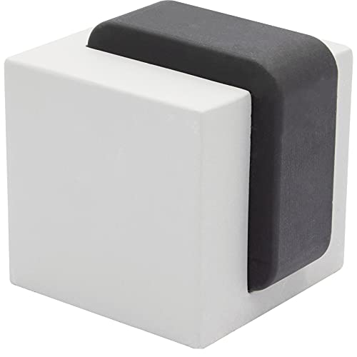 WAGNER Butoir de porte CUBE en BÉTON - 40 x 45 x 45 mm, à visser au sol, butoir design en béton et caoutchouc thermoplastique, matériel de montage inclus - 15518611