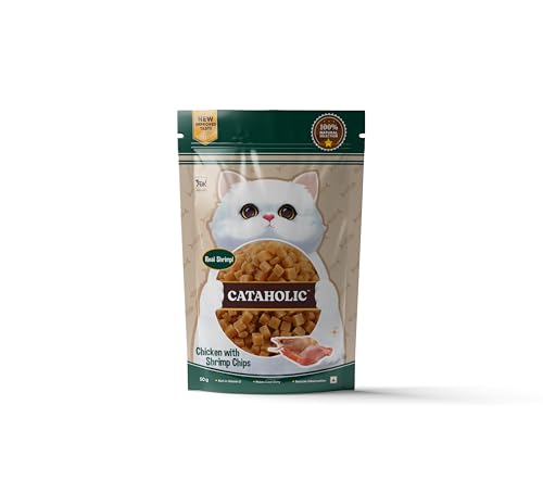 Image of Cataholic Chicken with Shrimp Chips Cat Treats, High Protein Crunchy Snacks, Natural Training & Reward Treats for All Cat Breeds, 50 g