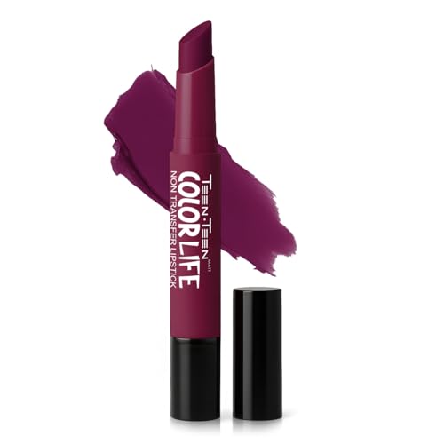 Image of TEEN TEEN Color Life Nontransfer Crayon Lipstick | Matte Finish with Built-in Primer | Waterproof & Long Lasting Lip Color | Smudge-Proof, Fade-Resistant Formula | Plumful-Cheer, 2gm