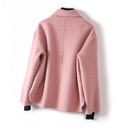 Women Double-Faced Single Breasted Vintage Notch Collar Cashmere Coat Short 100% solid Wool Pea Coat3