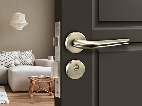 Image of Yale Premium D2C Quartz Antique Brass Mortise Door Lock and Complete Handle Set with 3 Keys| Main Door Lock for Home /Bedroom /Office /Hotel (Finish- Antique Brass Matt)
