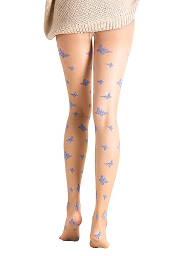 Erinaco Women's Flower Pattern Sheer Footed Pantyhose Control Top Tights Stockings with Reinforced Toes4