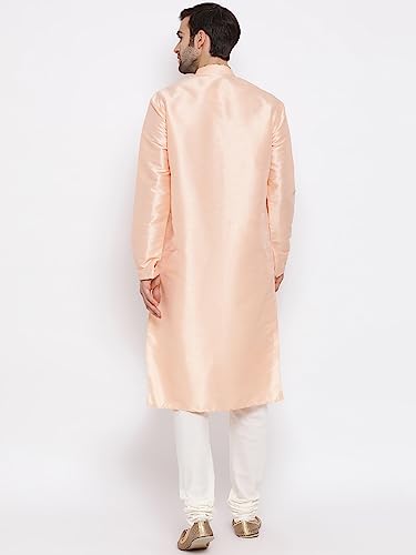 Image of VASTRAMAY Men's Peach Cotton Silk Kurta Pyjama Set VASMK098PHnP 38