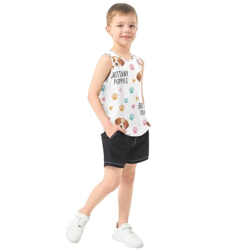 J JOYSAY Colorful Dog Paw Heart Boys Tank Top Sleeveless Muscle Shirts Quick Dry Workout Sport Active Kids T-Shirts 3-15T4