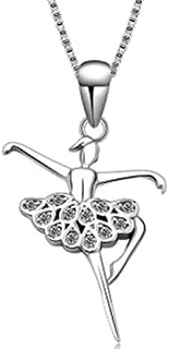 iszie jewellery 925 sterling silver sweet crystal ballerina pendent girl ladies fashion necklace