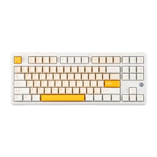 Image of MechLands AJAZZ AK870 V2 TKL Gasket Mechanical Keyboard, BT5.0 /2.4GHz /USB-C Wireless Gaming Keyboard with 10000mAh Battery, RGB Backlits, 5-Layer Padding, NKRO for Win /Mac (White Yellow)