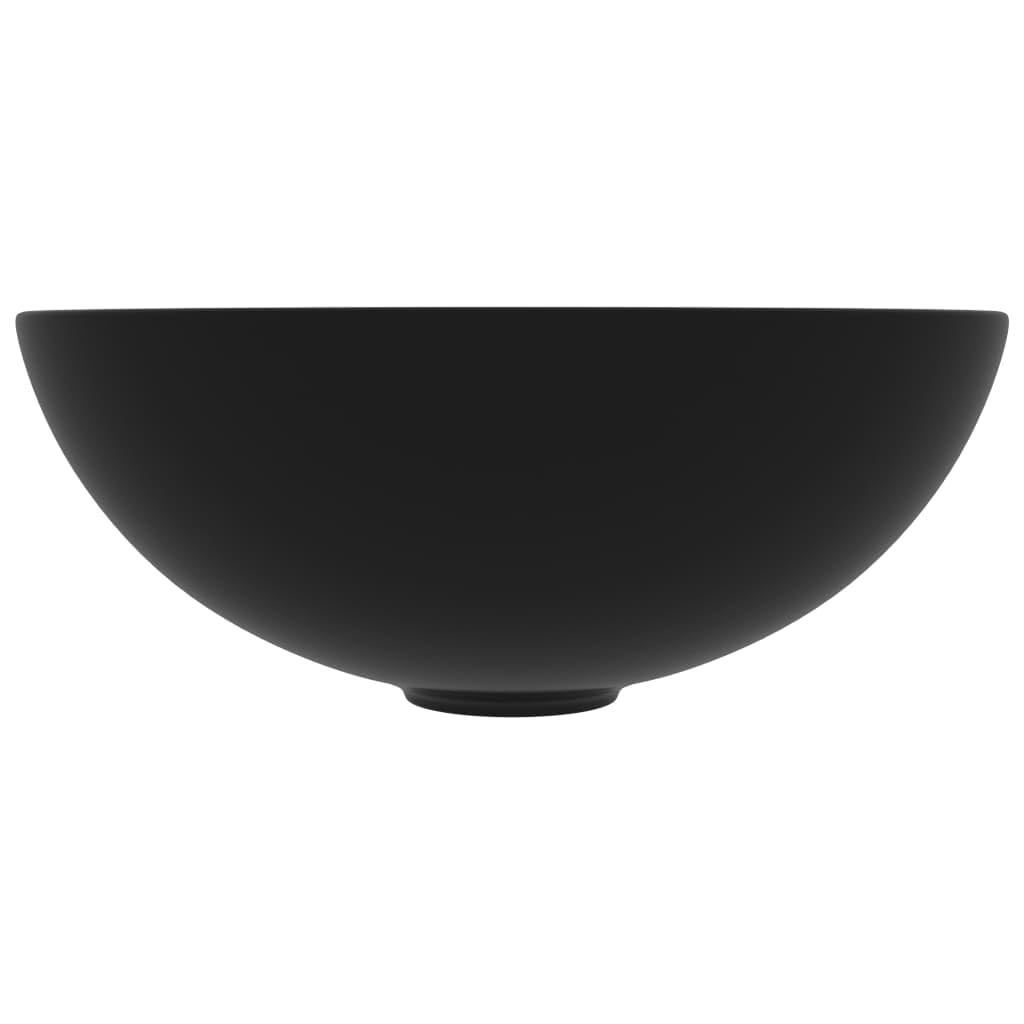vidaXL Lavabo de Salle de Bain Rond Vasque à Poser de Toilette Lave-mains de Cuisine Salle Cosmétique Maison Intérieur Céramique Noir Mat