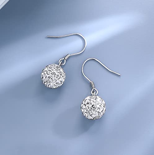 SLUYNZ 925 Sterling Silver Rhinestone Drop Earrings for Women Teen Girls Shiny CZ Ball Dangle Earrings2