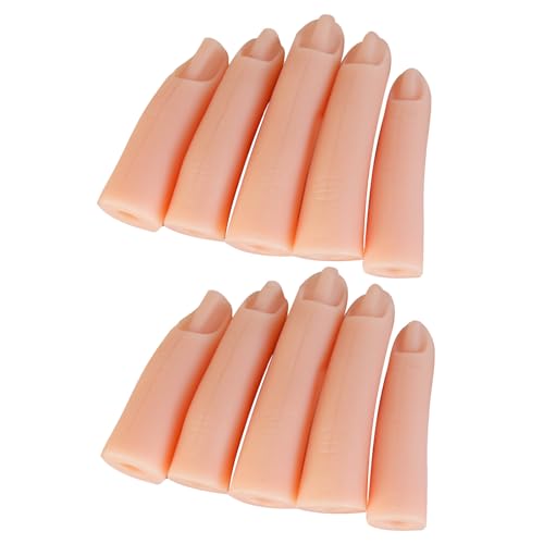 DECOMELODY 10 Pièces Doigts Silicone Entraînement Manucure Flexibles pour Pratique Ongles Fausse Main Modèle Formation Ongles Artificiels