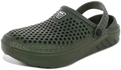 Adult Vented Clogs with Adjustable Heel Strap Slip-On Easy to Clean, Cushioned, Casual EVA Shoes for Everday or Water Shoes for Pool and Beach Hunter Green Size 9