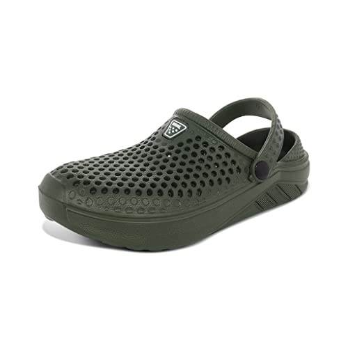 Adult Vented Clogs With Adjustable Heel Strap Slip-On Easy To Clean, Cushioned, Casual Eva Shoes For Everday Or Water Shoes For Pool And Beach Hunter Green Size 9 #TOP26