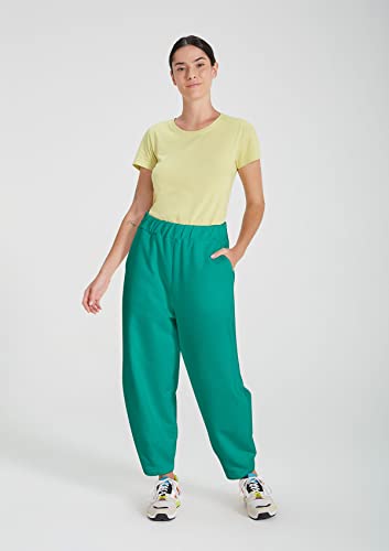 Calça Básica De Moletom Feminina Cintura Alta Slouchy Verde M