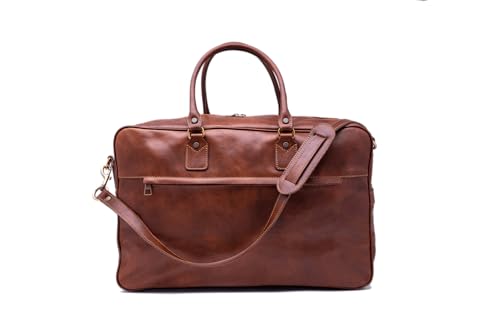 Fourre-Tout en Cuir véritable SASSONIA grand sac cabas voyage 53cm