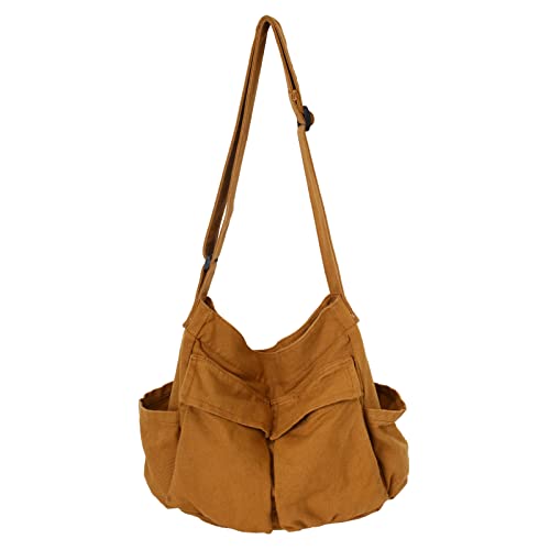 Image of KlaOYer Canvas Messenger Bag Large Hobo Bag Crossbody Shoulder Bag Tote Bag with Pocket for Women and Men