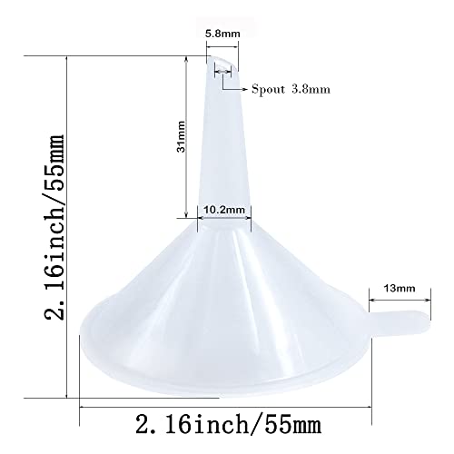 small funnel 216inch clear plastic mini funnels for science lab bottle filling liquid essential oils perfume12 pack