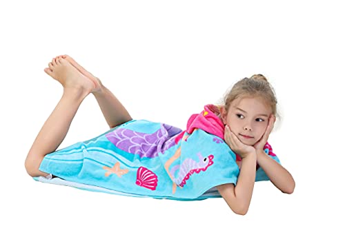 Athaelay Kids Bath Towels With Hood For Boys Girls Cotton Beach Towel Oversize Extra Size Super Soft Absorbent (Mermaid) #TOP4