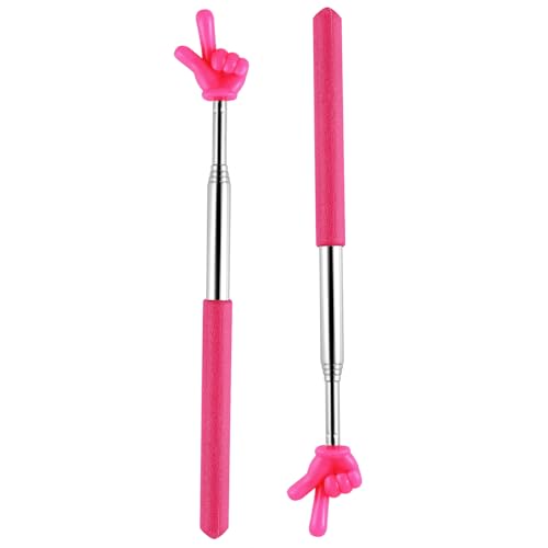 Tucnoeu Palillo de puntero retráctil, 2 palitos de puntero de dedo, mini puntero para aula, bastón de demostración en el aula, puntero retráctil para profesores para leer en el aula, color rosa