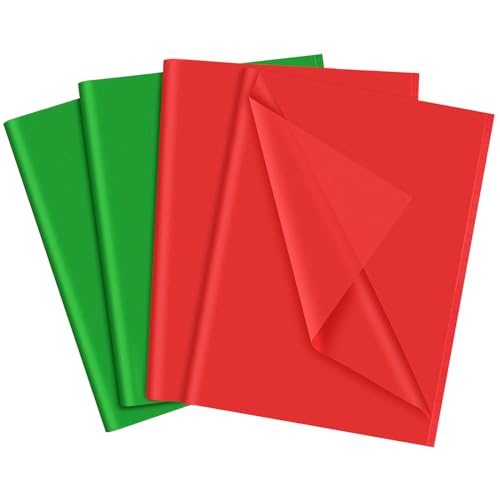 60 Blatt rotes und grünes Seidenpapier, 35 x 50 cm Geschenkverpackung Seidenpapier für Geburtstag Geschenkverpackung Kunst Handwerk DIY Geburtstag Hochzeit Geschenkpapier