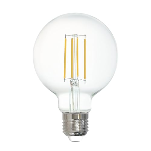 Eglo connect.z Smart Home lampadina Led E27, G80, ZigBee, app e controllo vocale, dimmerabile, bianco caldo, 806 lumen, 6 W, lampadina vintage chiara