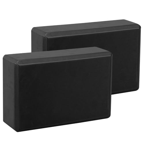 Exerz Yoga Blocks 2 Pack EVA Foam Gym Bricks Pilates Stretch Black
