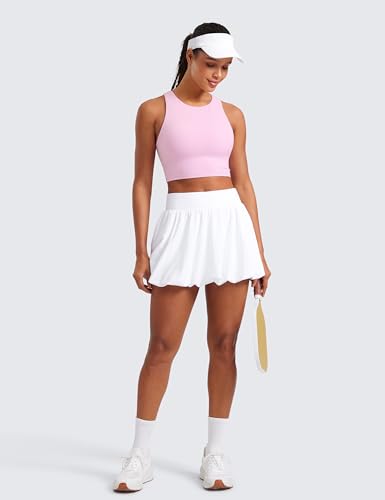 Image of CRZ YOGA Butterluxe High Neck Crop Tank Tops | Light Support, Removable Pads, Yoga, Extremely Soft, Racerback, Longline Sports Bras for Women