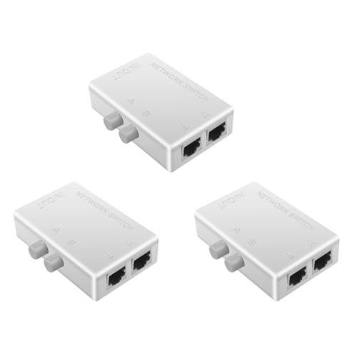 GIWFBQTR 3X Conmutador de Red RJ45 Conmutador de Caja de Red Ethernet LAN de 2 Puertos Divisor RJ45 Puerto Dual de 2 VíAs Adaptador de Interruptor para Compartir Manual