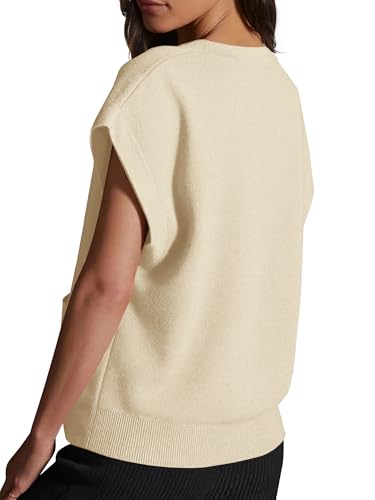 Womens Cardigan Sweater Vest Lightweight V Neck Button Down Cap Sleeve Knit Tops Loose Sleeveless 2025 Spring Outfits3