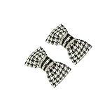 Douqu Clastic Wild Black White Dots Crystal Bow Artificial Leather Shoe Clips Charms Sandals Boots Clips Pair (Black)