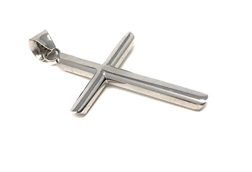 Ioka 14K White Gold Classic Cross Pendant with 1.4mm Flat Open Wheat Chain Necklace4