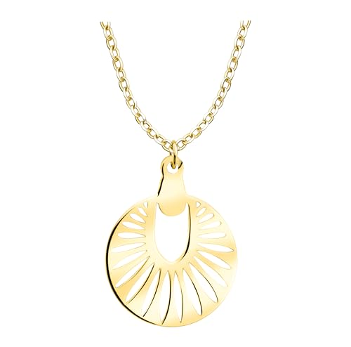 Sofia Milani - Collar para Mujeres en Plata de Ley 925 - Chapado en Oro - Colgante de Círculo Flor de Sol - N0805