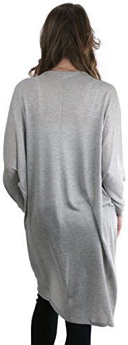 Image of ToBeInStyle Womens Open Front Long Sleeve Lightweight Asymmetrical Draped Cardigan with Side Pockets