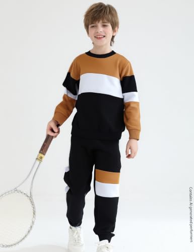 Image of mkodopy Boys Clothes Hoodie Sweatsuits Tops and Pants Boys Fall Winter Outfits Boy Clothing Set