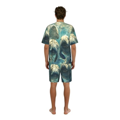 Pyjama 2 pièces homme léger et respirant Manatee imprimé animaux - 2