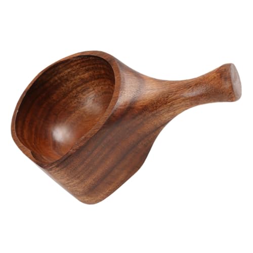 ROMISBABA 短柄木製ウォーターレードル 環境対応無塗装 水勺 キッチン用米 茶 スパイス計量 スープ鍋保護 耐熱ハンドル付き調理ツール