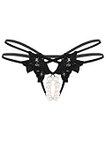 Aislor Lingerie Donna Mutandine Perizoma con Perle G-String Vita Bassa T Back Tanga Thong Slip Intimo Curvy Biancheria Intima Underwear Tipo A M