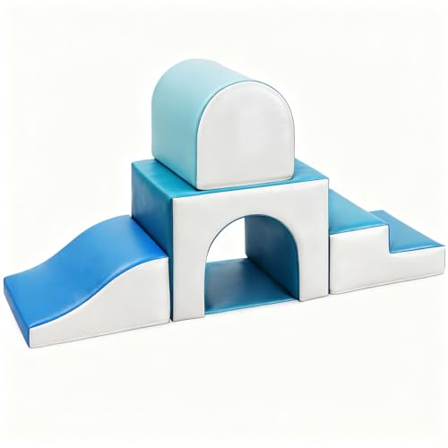 Sumbababy Foam Climbing Blocks for Toddlers: with a Tunnel - 4 PCS Foam Blocks - Kids Indoor Climbers Play Structures Play Gym Soft Climber with Slide...