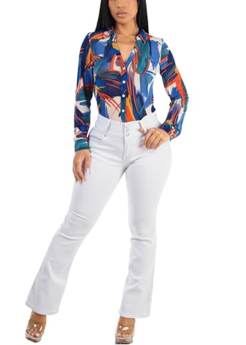 Image of Moda Xpress Women's Butt Lifting High Waisted Bootcut Jeans - Stretchy, Comfortable Flare Jeans in Junior Size Vintage Style