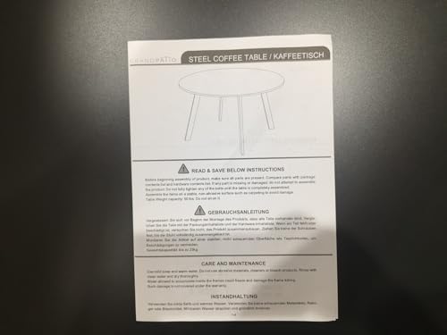 Grand patio Coffee Table Side Table Round End Table for Outdoor 70CM X 70 CM Lightweight Beside Table for Garden Terrace Living Room Office Outdoor Indoor Balcony -Black - Image 11