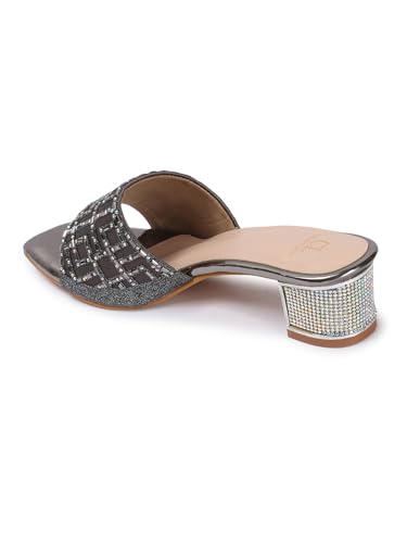 Image of Carlton London Women Stylish Fashion Embellished Ethnic Sandals for Outdoor, Party, Wedding and Holidays with Block Heels