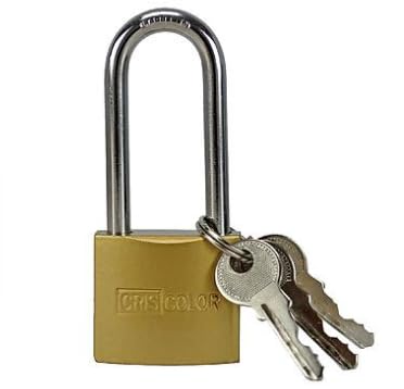 CRISCOLOR Cadenas 32mm à Anse Longue - en Laiton et acier chromé - Anti-rouille - 3 clés - Sécurité Polyvalente, Valises, Casiers, Portes, Coffres