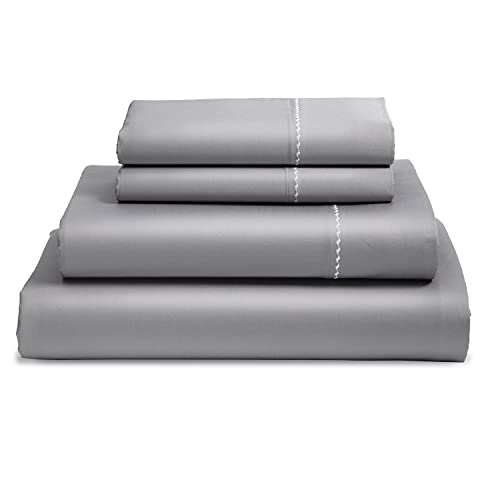 Bedsure Egyptian Cotton Sheet Sets - 1000 Thread Count Queen Luxury Hotel Sheets, 4 PC Deep Pocket Durable Bed Sheets Sateen Weave, Grey (90x102)