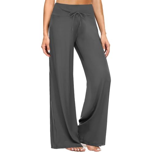 Image of ZOOSIXX Soft Black Pajama Pants for Women, Wide Leg Pants Woman Flowy Comfy Casual Lounge Yoga Capri Pants 22 inch / 30 inch